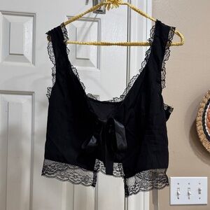 Chic Black Lace Trim Chemise